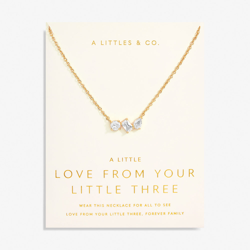 A Little 'Love From Your Little Three' Necklace in Gold-Tone Plating