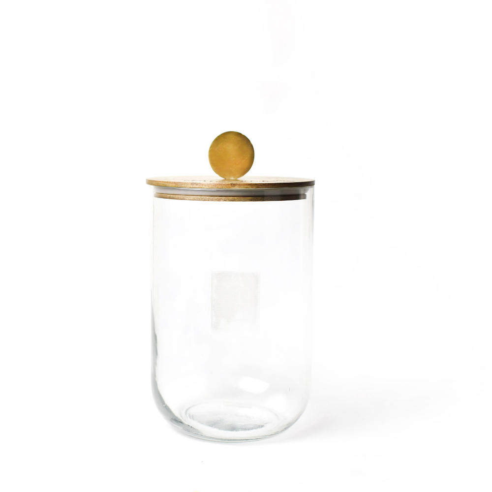 Wooden Lid Happy Everything Mini Glass Jar