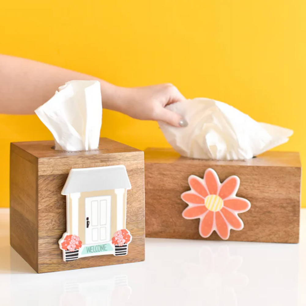 Wooden Mini Happy Everything!™ Rectangle Tissue Box