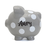 Polka Dot Piggy Bank | Gray