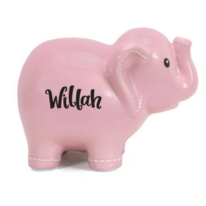 Large Stitched Elephant Bank | Pink
