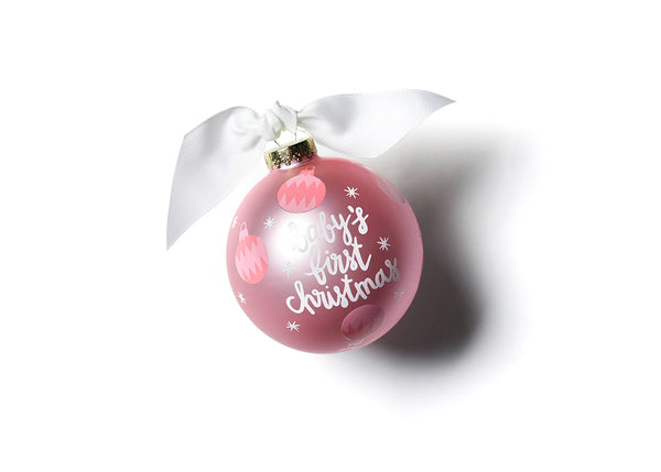 Baby's First Christmas Pink Glass Ornament