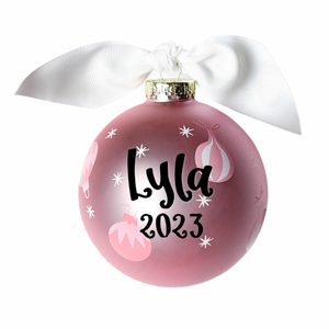 Baby's First Christmas Pink Glass Ornament