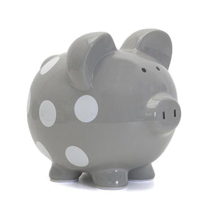 Polka Dot Piggy Bank | Gray