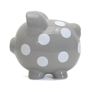 Polka Dot Piggy Bank | Gray