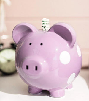 Polka Dot Piggy Bank | Purple