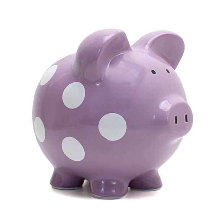 Polka Dot Piggy Bank | Purple