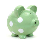 Polka Dot Piggy Bank | Sage