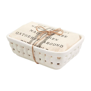 Ceramic Basket and Towel Set