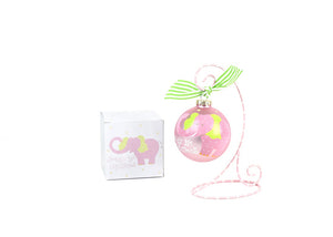 Baby's First Christmas Pink Elephant Glass Ornament
