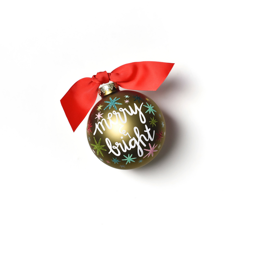 Merry and Bright Stars Glass Ornament