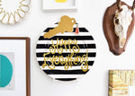Black Stripe Happy Everything!™ Big Round Platter