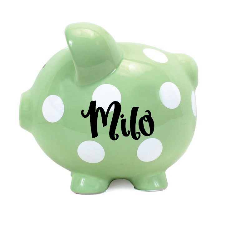 Polka Dot Piggy Bank | Sage