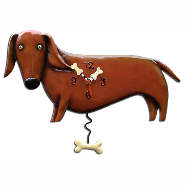 Oscar Dachshund Dog Pendulum Clock