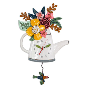 Blossoms Watering Can Pendulum Clock