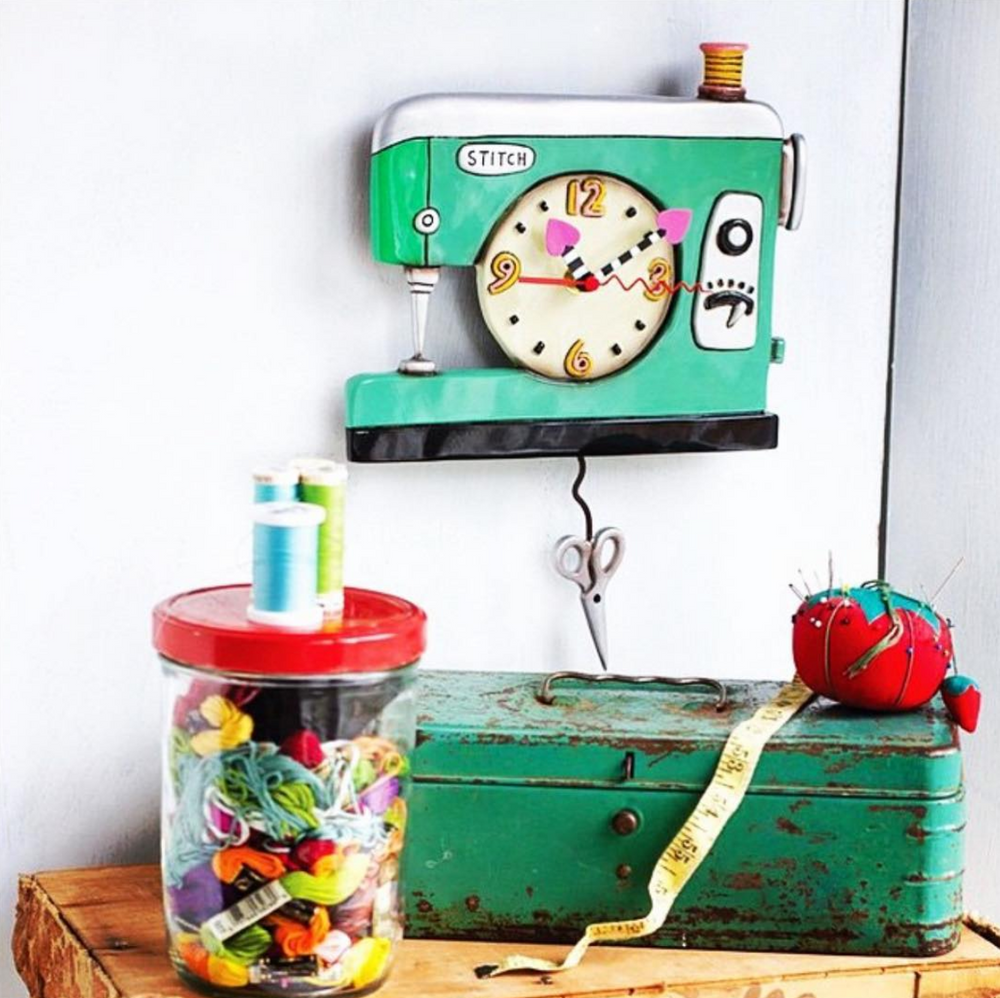 Stitch Sewing Machine Pendulum Clock