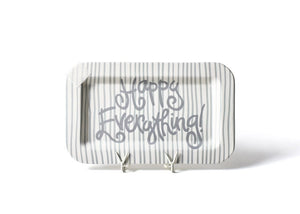 Stone Skinny Stripe Happy Everything!™ Mini Rectangle Platter