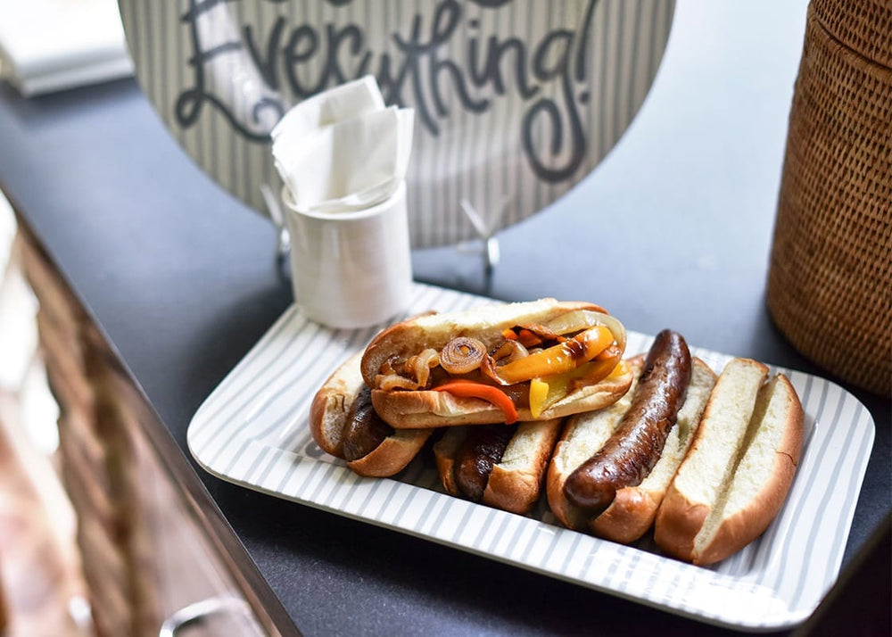 Stone Skinny Stripe Happy Everything!™ Mini Rectangle Platter