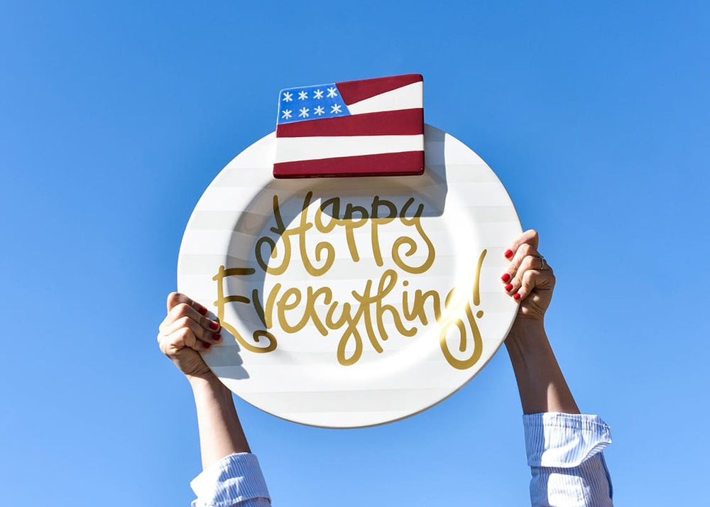 White Stripe Happy Everything!™ Big Round Platter