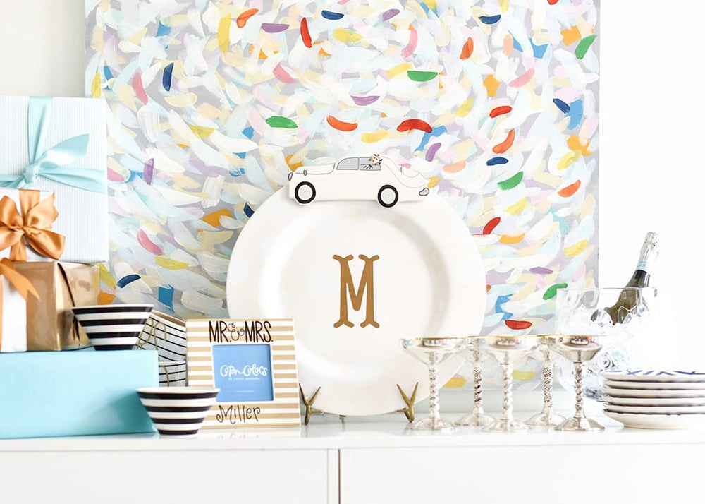 White Stripe Happy Everything!™ Big Round Platter