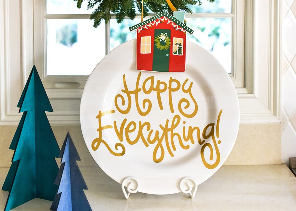 White Stripe Happy Everything!™ Big Round Platter