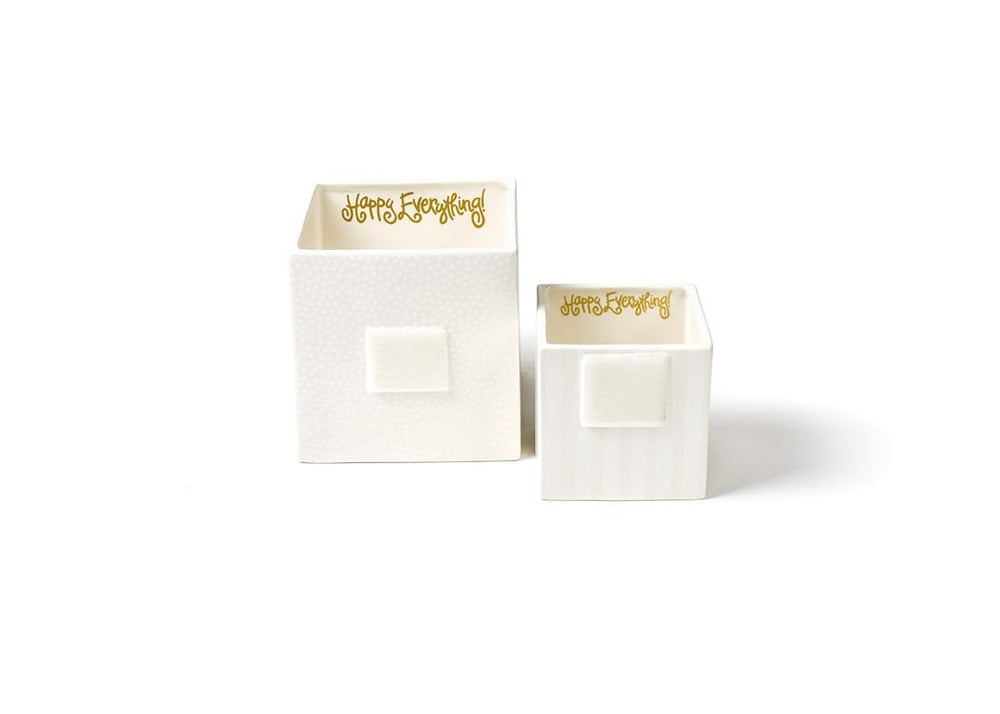 White Stripe Mini Nesting Cube Small