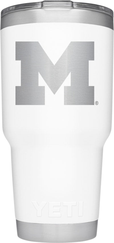 YETI Collegiate Rambler 30oz White Tumbler: University of Michigan