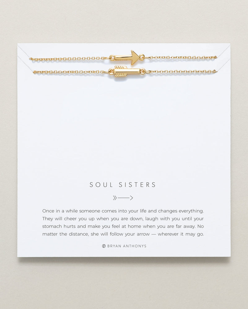 Soul Sisters Best Friend Arrow Necklace Set | Gold