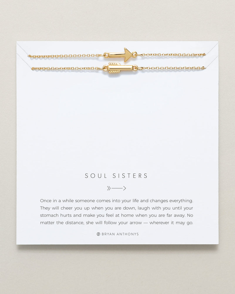 Soul Sisters Best Fried Arrow Necklace Set | Gold