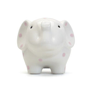 White Elephant Bank with Pink Polka Dots