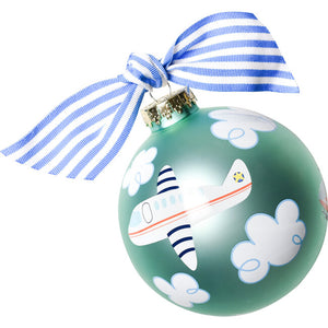 Around the World Plane Glass Ornament