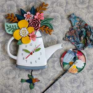 Blossoms Watering Can Pendulum Clock